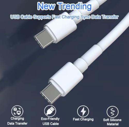 USB Type-C Fast Charging Cable, 3ft White, High Compatibility for Mobile Phones, Headphones